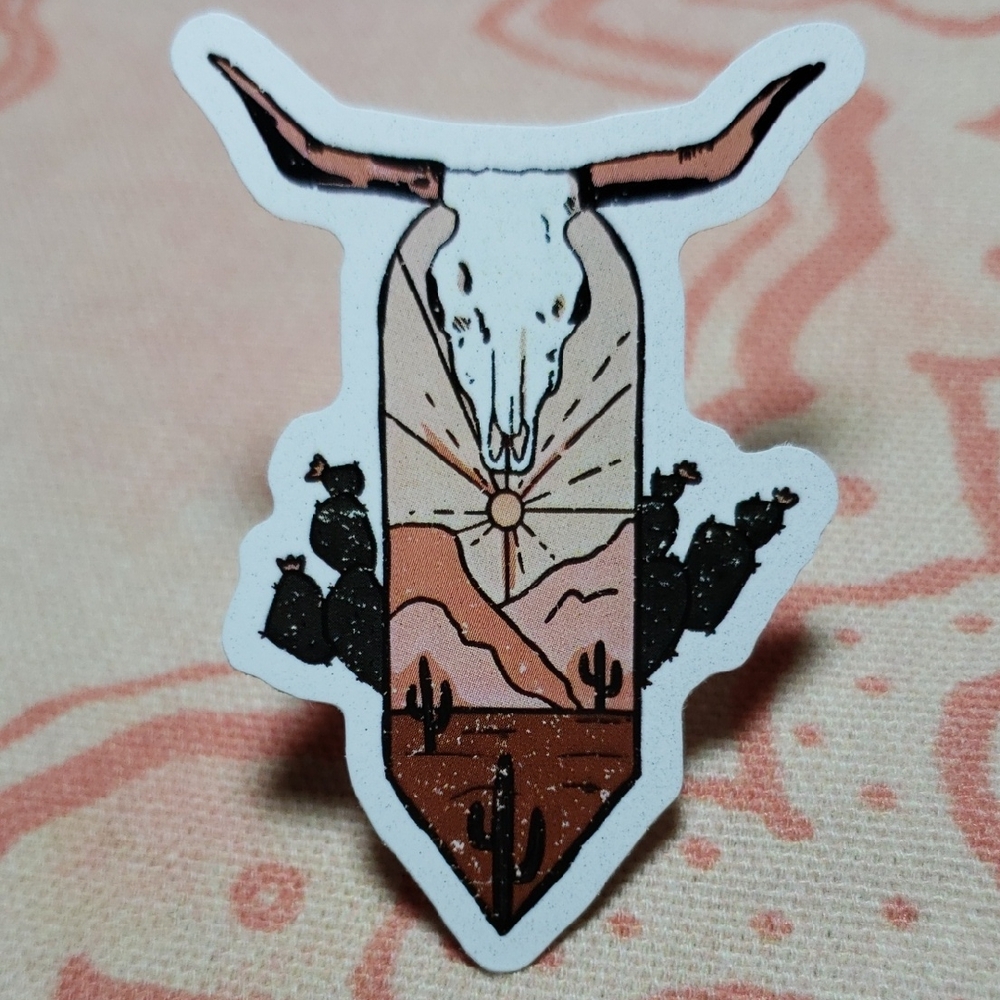 Desert Skull Sticker Longhorn Sticker Cow Skull Sticker Bull Sticker Cactus (K)